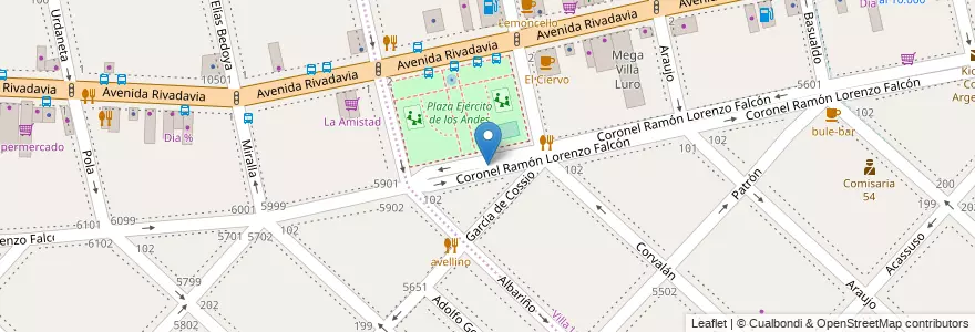 Mapa de ubicacion de Prisioneros de la Tierra (Paseo del Cine), Villa Luro en Arjantin, Ciudad Autónoma De Buenos Aires, Comuna 9, Buenos Aires, Comuna 10.