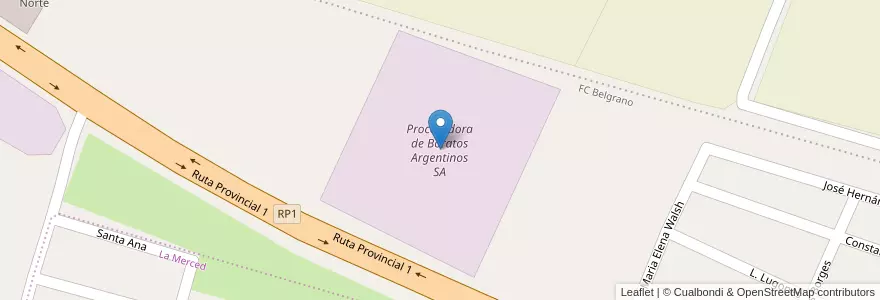 Mapa de ubicacion de Procesadora de Boratos Argentinos SA en الأرجنتين, Jujuy, Departamento Palpalá, Municipio De Palpalá.