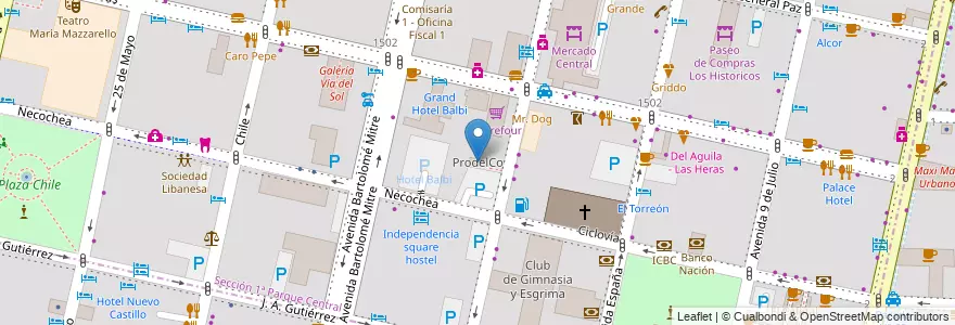 Mapa de ubicacion de ProdelCo en Arjantin, Şili, Mendoza, Departamento Capital, Ciudad De Mendoza.