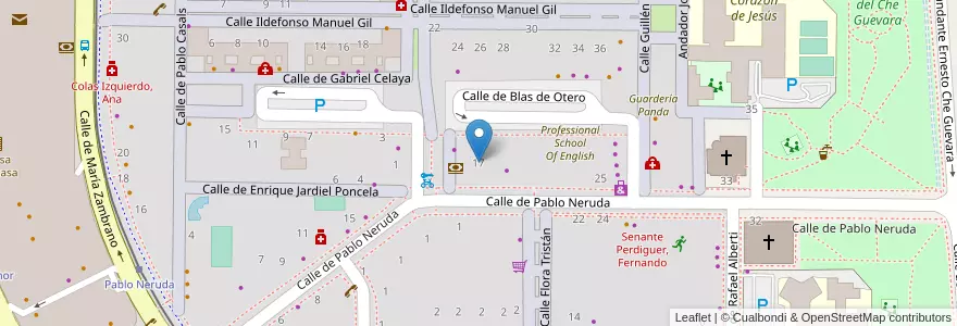 Mapa de ubicacion de Professional School Of English en スペイン, アラゴン州, サラゴサ, Zaragoza, サラゴサ.