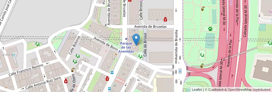 Mapa de ubicacion de Projardín Bruselas en 스페인, Comunidad De Madrid, Comunidad De Madrid, Área Metropolitana De Madrid Y Corredor Del Henares, 마드리드.