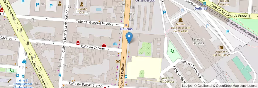 Mapa de ubicacion de Projardín Delicias en Spagna, Comunidad De Madrid, Comunidad De Madrid, Área Metropolitana De Madrid Y Corredor Del Henares, Madrid.
