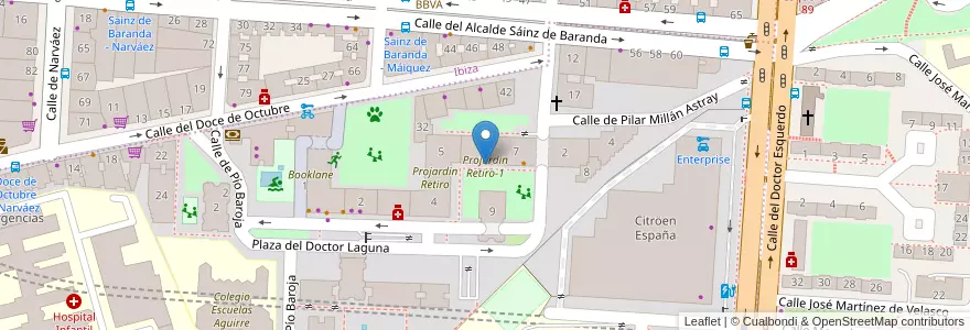 Mapa de ubicacion de Projardin Retiro-1 en إسبانيا, منطقة مدريد, منطقة مدريد, Área Metropolitana De Madrid Y Corredor Del Henares, مدريد.