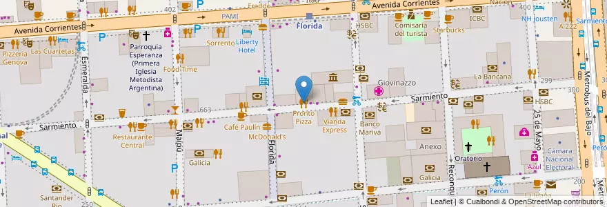Mapa de ubicacion de Pronto Pizza, San Nicolas en الأرجنتين, Ciudad Autónoma De Buenos Aires, Comuna 1, Buenos Aires.