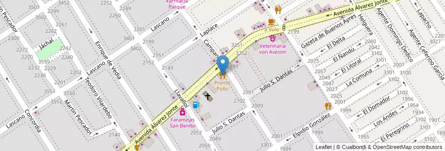 Mapa de ubicacion de Pronto Pollo, Villa Santa Rita en アルゼンチン, Ciudad Autónoma De Buenos Aires, ブエノスアイレス, Comuna 11.