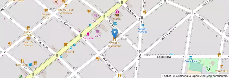 Mapa de ubicacion de Proper restaurant, Palermo en Argentine, Ciudad Autónoma De Buenos Aires, Buenos Aires, Comuna 14.