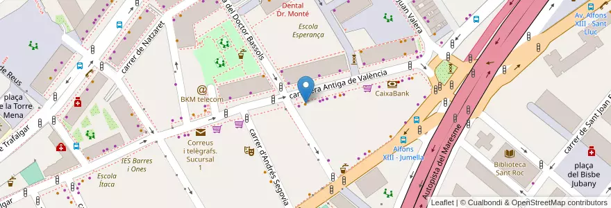 Mapa de ubicacion de Próspero en スペイン, カタルーニャ州, Barcelona, バルサルネス, Badalona.