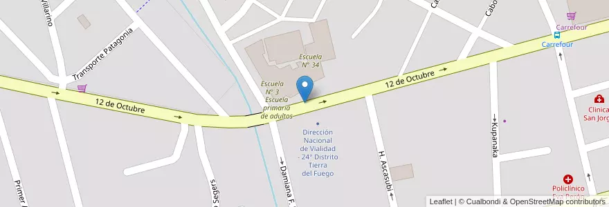 Mapa de ubicacion de Proyecto Educativo Alternativo Alumnos 1º en アルゼンチン, Departamento Ushuaia, チリ, ティエラ・デル・フエゴ州, Ushuaia.