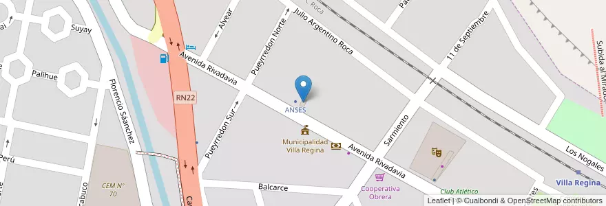 Mapa de ubicacion de Proyecto Regina en الأرجنتين, ريو نيغرو, Departamento General Roca, Villa Regina.