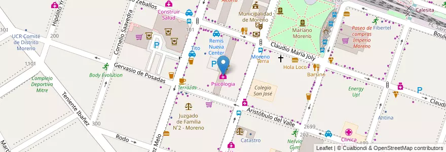 Mapa de ubicacion de Psicólogia en Argentine, Province De Buenos Aires, Partido De Moreno, Moreno.