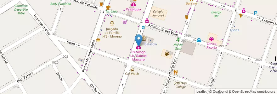 Mapa de ubicacion de Psicólogo Lic. Gabriel Massaro en Arjantin, Buenos Aires, Partido De Moreno, Moreno.