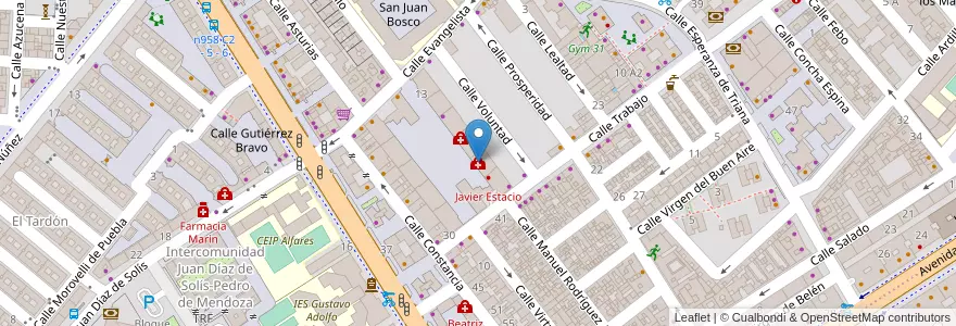 Mapa de ubicacion de PsicoMED Triana en スペイン, アンダルシア州, Sevilla, セビリア.