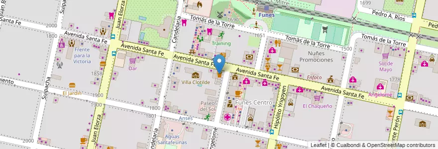 Mapa de ubicacion de Pub Vntanales en Argentinien, Santa Fe, Departamento Rosario, Municipio De Funes, Funes.