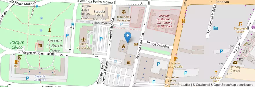 Mapa de ubicacion de Publico en Argentinien, Chile, Mendoza, Departamento Capital, Sección 2ª Barrio Cívico, Ciudad De Mendoza.