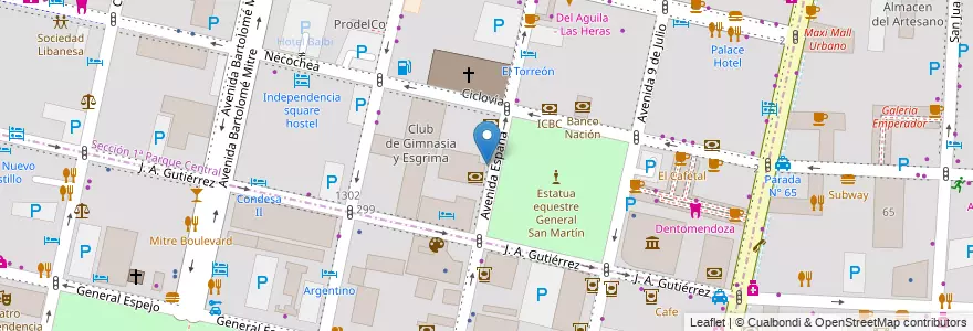 Mapa de ubicacion de Público en الأرجنتين, تشيلي, Mendoza, Departamento Capital, Ciudad De Mendoza.
