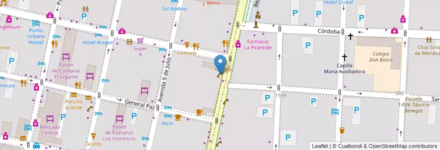 Mapa de ubicacion de Público en Argentinien, Chile, Mendoza, Departamento Capital, Ciudad De Mendoza.
