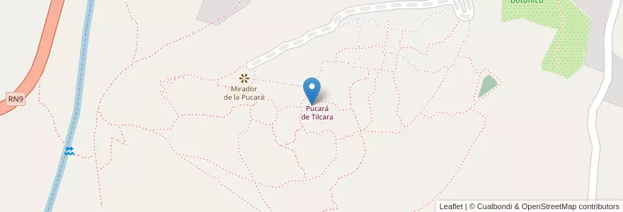 Mapa de ubicacion de Pucará de Tilcara en Arjantin, Jujuy, Departamento Tilcara, Municipio De Tilcara, Tilcara.