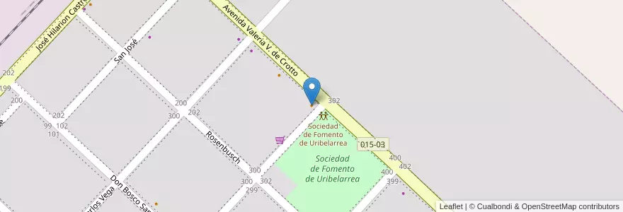 Mapa de ubicacion de Pueblo Escondido en Arjantin, Buenos Aires, Partido De Cañuelas, Uribelarrea.