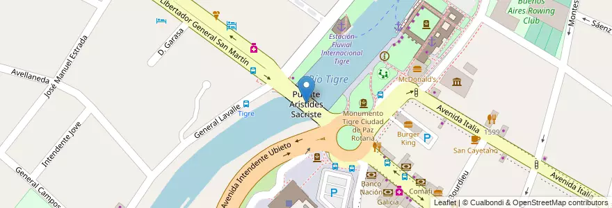 Mapa de ubicacion de Puente Arístides Sacriste en Argentinië, Buenos Aires, Partido De Tigre, Tigre.