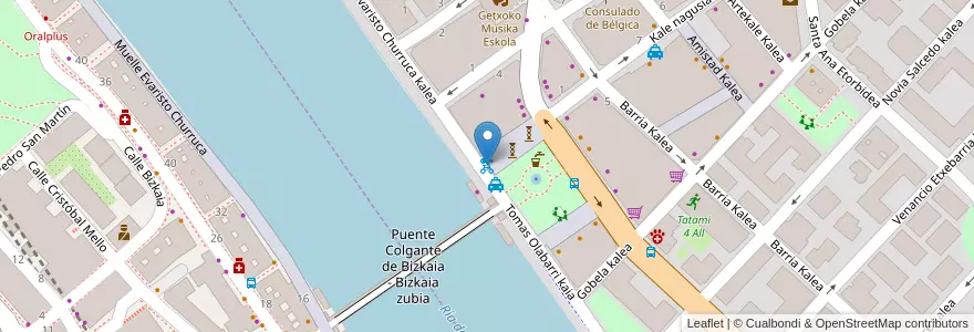 Mapa de ubicacion de Puente Colgante en 西班牙, 巴斯克, 比斯开, Bilboaldea, Getxo.