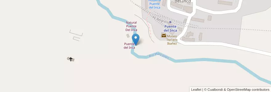 Mapa de ubicacion de Puente del Inca en Argentine, Chili, Mendoza, Departamento Luján De Cuyo, Distrito Potrerillos.