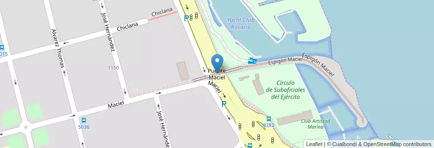 Mapa de ubicacion de Puente Maciel en Argentina, Santa Fe, Departamento Rosario, Municipio De Rosario, Rosário.