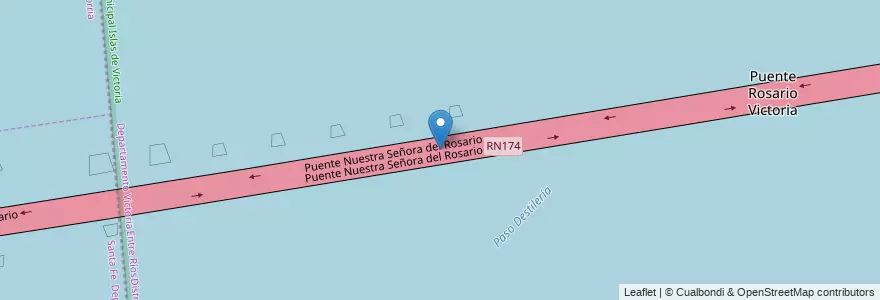 Mapa de ubicacion de Puente Rosario Victoria en アルゼンチン, エントレ・リオス州, Departamento Victoria, Distrito Secciones.
