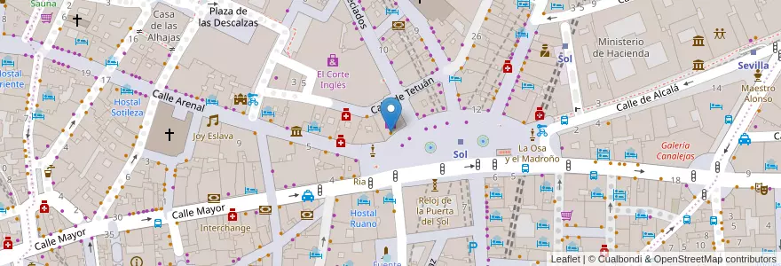 Mapa de ubicacion de Puerta al sol by Chicote en 西班牙, Comunidad De Madrid, Comunidad De Madrid, Área Metropolitana De Madrid Y Corredor Del Henares, Madrid.