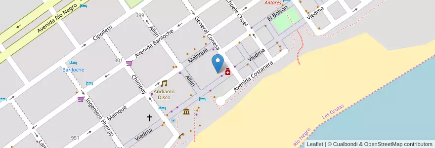 Mapa de ubicacion de Puerta al Sol en Arjantin, Río Negro, Departamento San Antonio, Las Grutas.