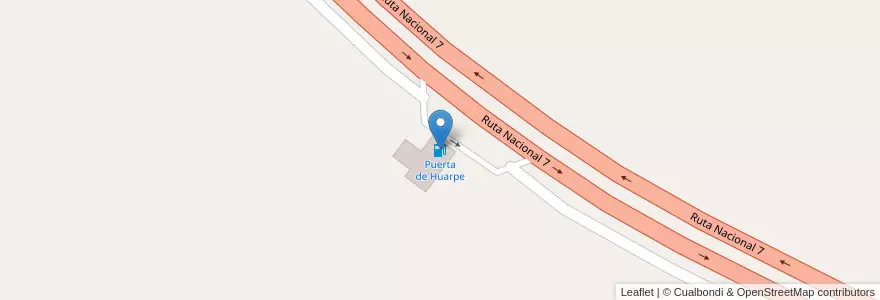 Mapa de ubicacion de Puerta de Huarpe en アルゼンチン, チリ, メンドーサ州, Departamento Santa Rosa, Distrito Ciudad De Santa Rosa.