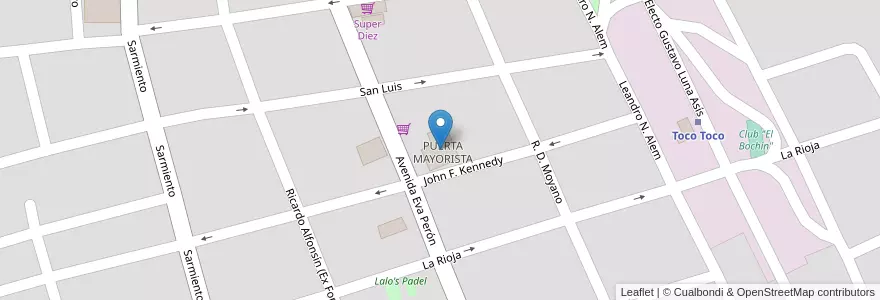 Mapa de ubicacion de PUERTA MAYORISTA en Аргентина, Кордова, Departamento Cruz Del Eje, Municipio De Cruz Del Eje, Pedanía Cruz Del Eje, Cruz Del Eje.