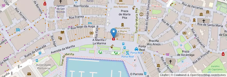 Mapa de ubicacion de Puerta Real en İspanya, Galicia / Galiza, A Coruña, A Coruña, A Coruña.