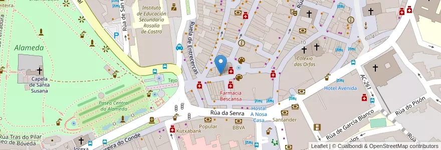Mapa de ubicacion de Puerta Real en España, Galicia / Galiza, A Coruña, Santiago, Santiago De Compostela.