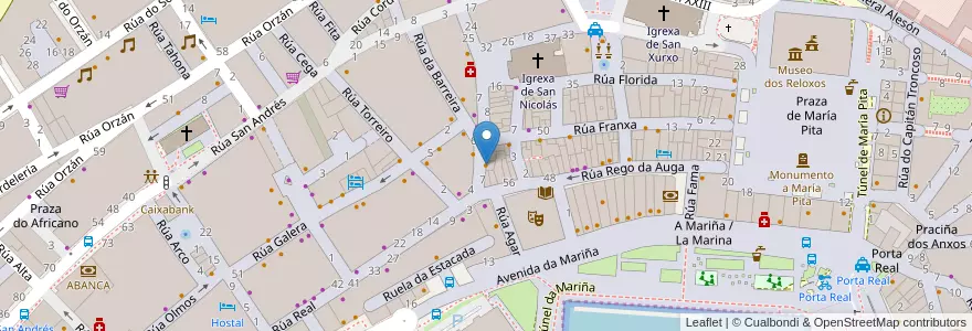 Mapa de ubicacion de Puerta Real en Espagne, Galice, A Corogne, La Corogne, La Corogne.