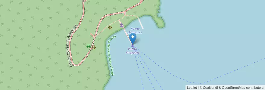 Mapa de ubicacion de Puerto Arrayanes en 아르헨티나, 칠레, 네우켄주, Departamento Los Lagos, Villa La Angostura.