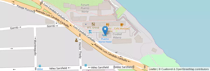 Mapa de ubicacion de Puerto Norte Hotel en 阿根廷, Santa Fe, Departamento Rosario, Municipio De Rosario, 罗萨里奥.