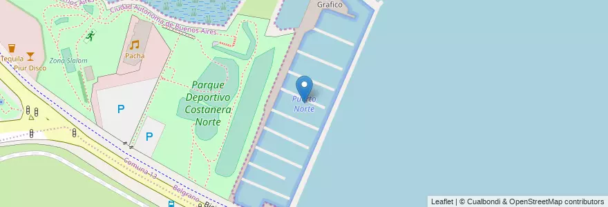 Mapa de ubicacion de Puerto Norte, Palermo en Arjantin, Ciudad Autónoma De Buenos Aires, Buenos Aires.
