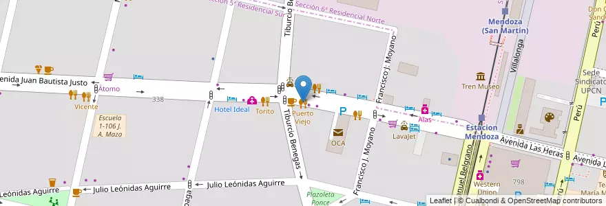 Mapa de ubicacion de Puerto Viejo en الأرجنتين, تشيلي, Mendoza, Departamento Capital, Ciudad De Mendoza.