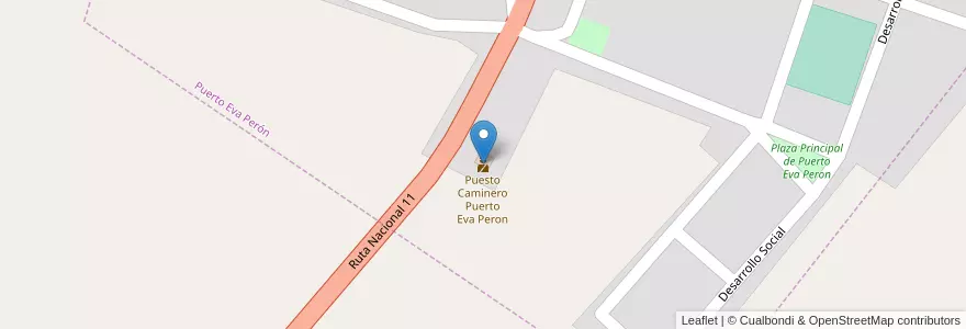 Mapa de ubicacion de Puesto Caminero Puerto Eva Peron en Arjantin, Chaco, Departamento Bermejo, Municipio De Puerto Eva Perón.