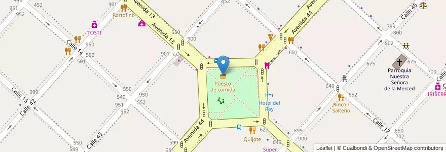 Mapa de ubicacion de Puesto de comida, Casco Urbano en Аргентина, Буэнос-Айрес, Partido De La Plata, La Plata.