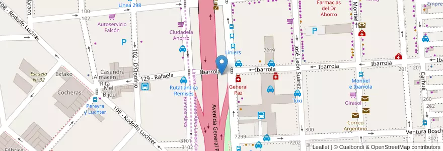 Mapa de ubicacion de Puesto de control, Liniers en الأرجنتين, Ciudad Autónoma De Buenos Aires, Buenos Aires, Partido De Tres De Febrero.
