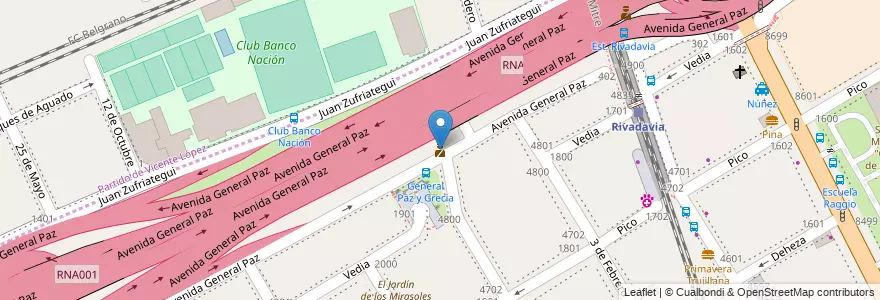 Mapa de ubicacion de Puesto de control, Nuñez en 아르헨티나, Ciudad Autónoma De Buenos Aires, 부에노스아이레스, Comuna 13, Vicente López.