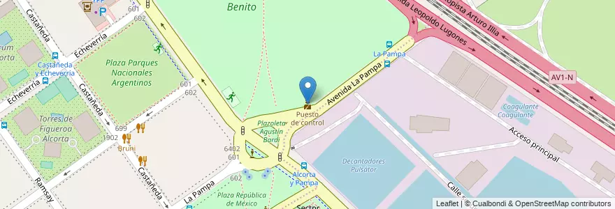 Mapa de ubicacion de Puesto de control, Palermo en Argentinië, Ciudad Autónoma De Buenos Aires, Buenos Aires, Comuna 13.