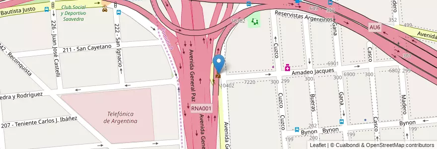 Mapa de ubicacion de Puesto de control policial, Liniers en Argentine, Ciudad Autónoma De Buenos Aires, Buenos Aires, Partido De Tres De Febrero.