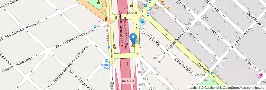 Mapa de ubicacion de Puesto de control policial, Villa Real en Argentina, Buenos Aires, Partido De Tres De Febrero.