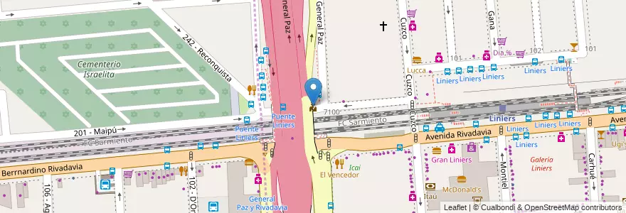 Mapa de ubicacion de Puesto de control Prefectura Naval, Liniers en Argentina, Autonomous City Of Buenos Aires, Comuna 9, Autonomous City Of Buenos Aires, Partido De Tres De Febrero.