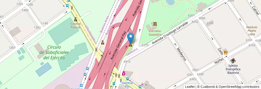 Mapa de ubicacion de Puesto de control, Saavedra en Arjantin, Buenos Aires, Comuna 12.