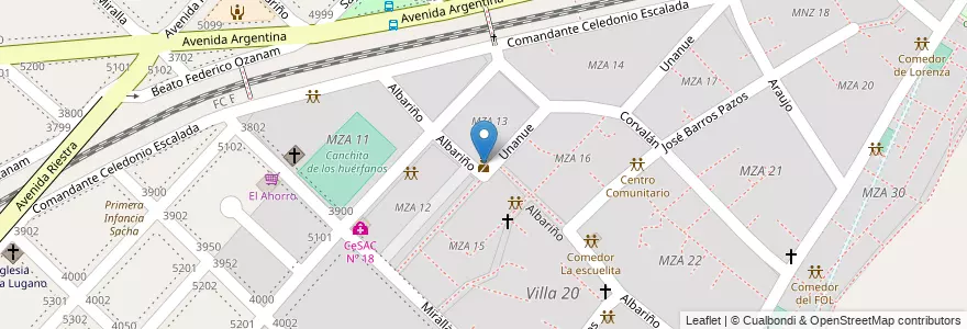 Mapa de ubicacion de Puesto de Gendarmeria, Villa Lugano en Argentine, Ciudad Autónoma De Buenos Aires, Buenos Aires, Comuna 8.