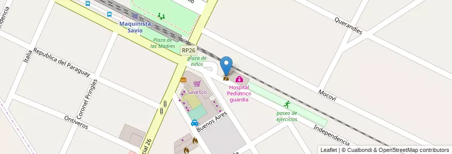 Mapa de ubicacion de puesto policial en Arjantin, Buenos Aires, Partido De Escobar, Maquinista Savio.