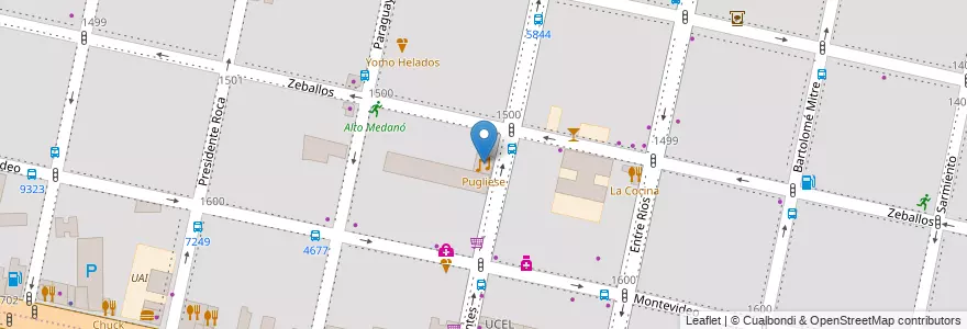 Mapa de ubicacion de Pugliese en Аргентина, Санта-Фе, Departamento Rosario, Municipio De Rosario, Росарио.